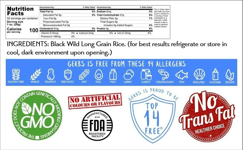 GERBS Wild Black Canadian Rice - 2 LBS Premium Grade, Gluten Free, High in Protein & Fiber - Image 2